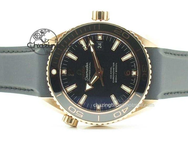 0108 Bright Planet Ocean Professional Rose Gold Liquid Metal V6F 45mm on Black Rubber Strap A 8287